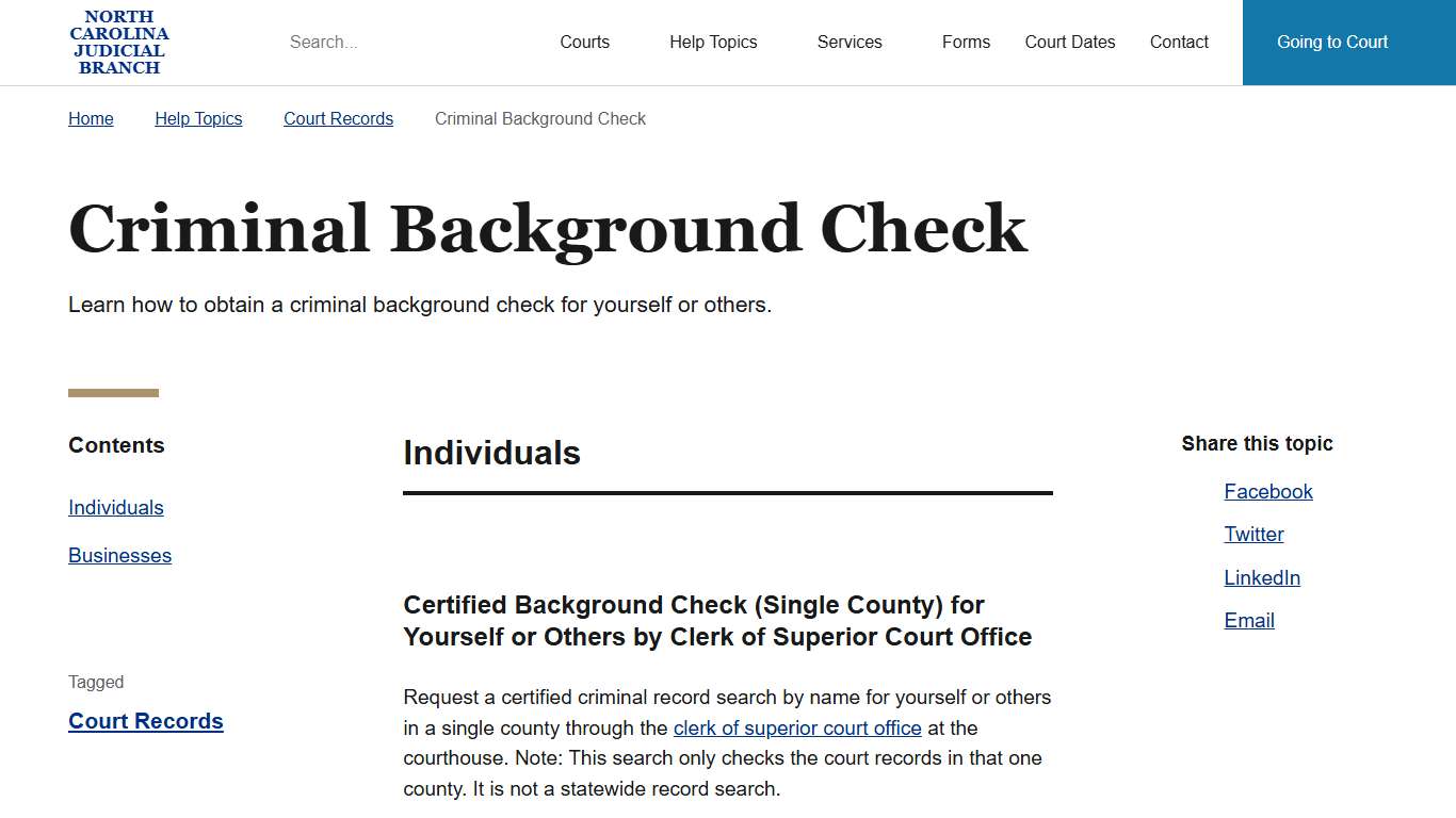 Criminal Background Check | North Carolina Judicial Branch